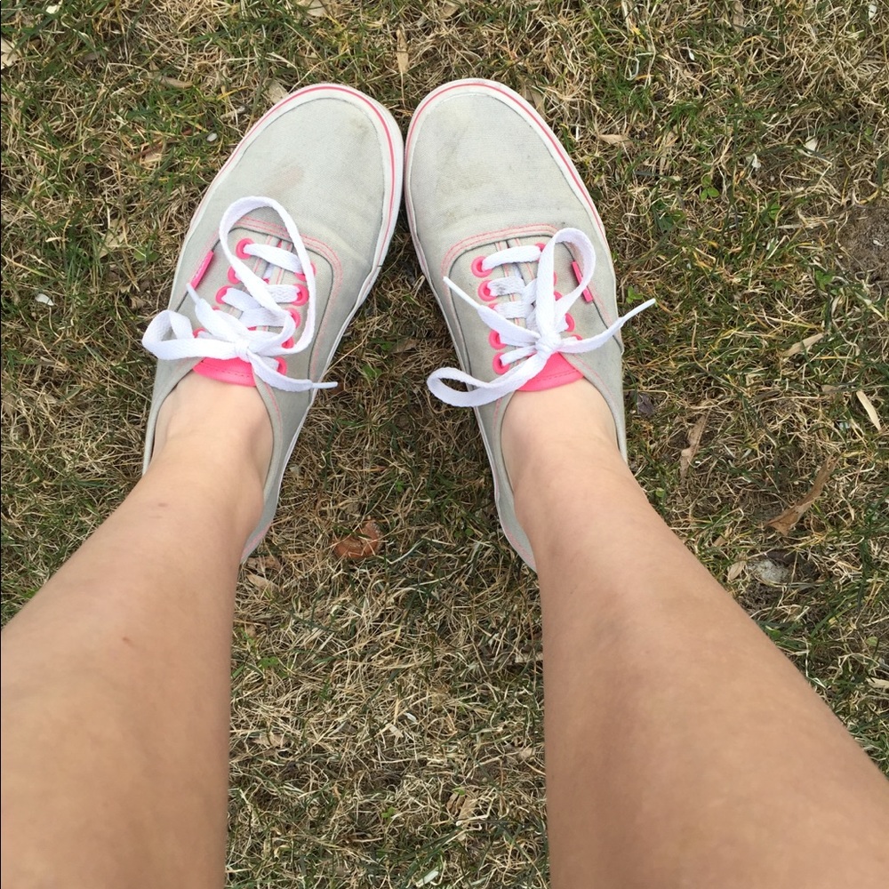 Gray and pink vans
